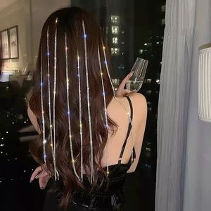 2022 Flashing Copper Diamond Tassel Chain Hairpin Braided Hair Headdress Shining